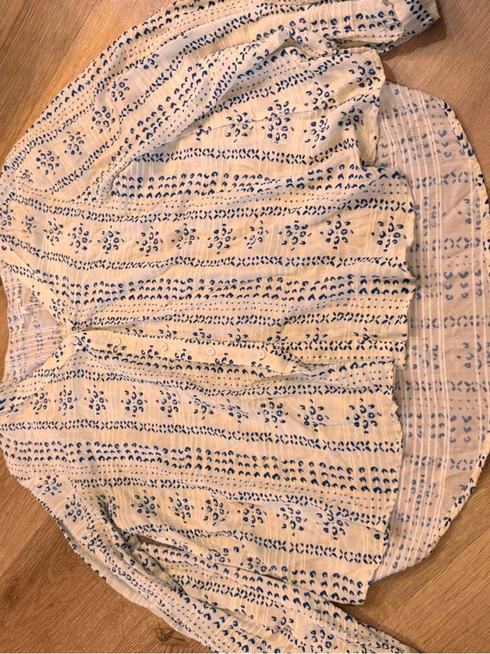 En Crème Cream Blouse with Navy Spot Print